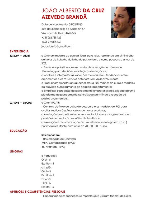 Modelo de Curriculum Analista Financeiro  Exemplo de CV 