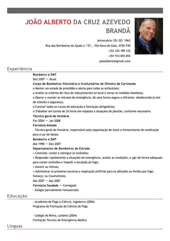 Modelo de Curriculum Bombeiro  Exemplo de CV  LiveCareer