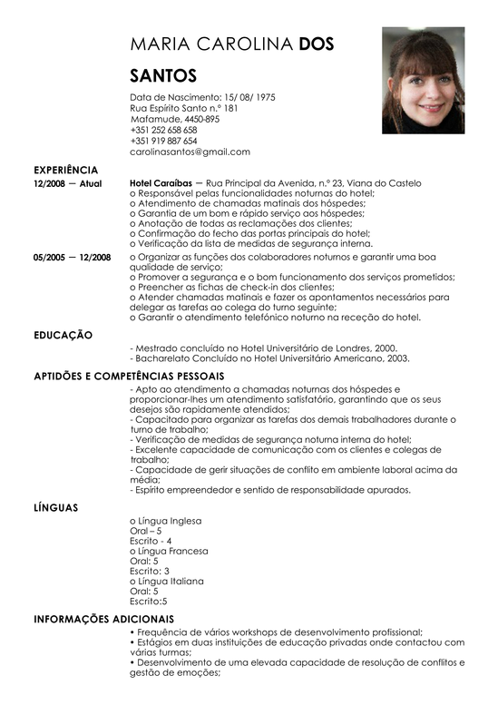 Modelo de Curriculum Auditor Noturno  Exemplo de CV 