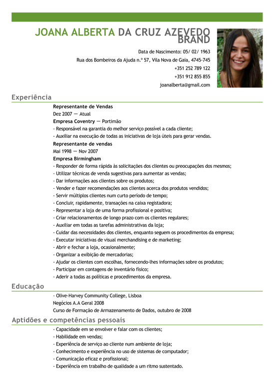 Modelo de Curriculum Vendedor Associado  Exemplo de CV 