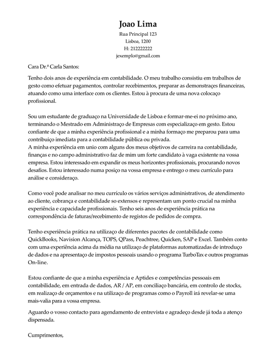 Carta Apresentação Mestrado Exemplos