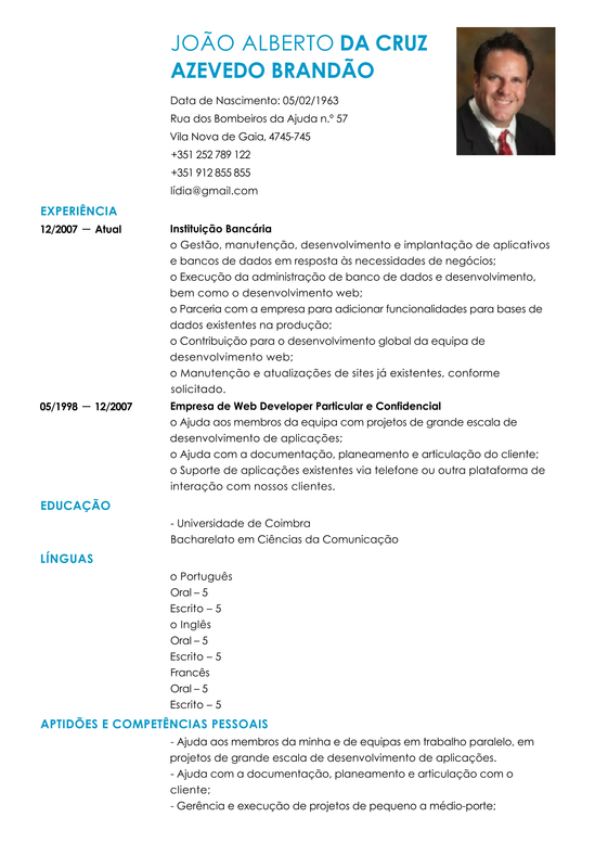 Modelo de Curriculum Programador Web  Exemplo de CV 