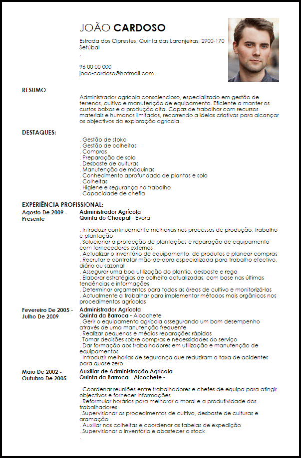 Modelo Curriculum Vitae Agricultor  LiveCareer