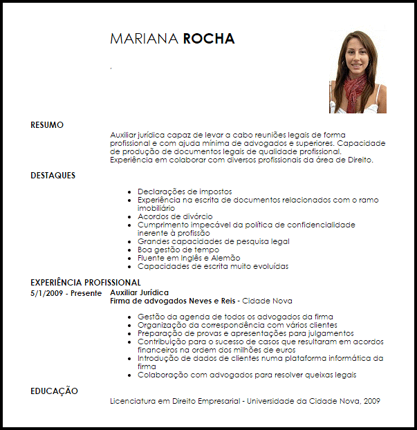 Modelo Curriculum Vitae Auxiliar Jurídica  LiveCareer