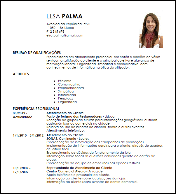 Modelo Curriculum Vitae Carta de apresentação de 