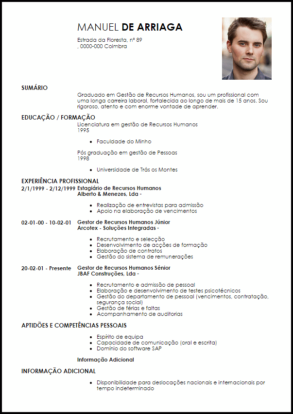 Modelo Curriculum Vitae Coordenador de RH  LiveCareer