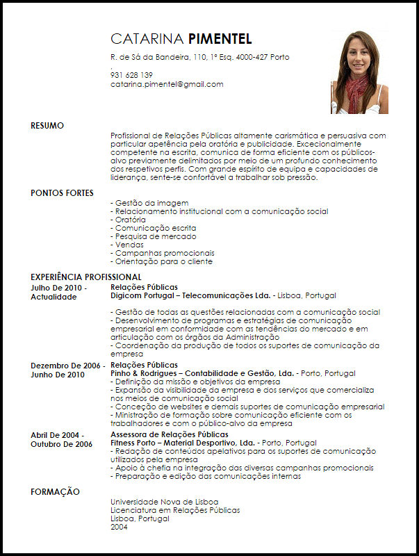 Modelo Curriculum Vitae Relações Públicas  LiveCareer